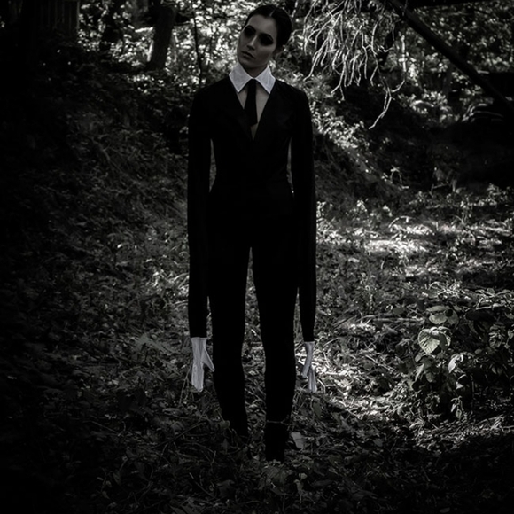 NEW Yandy Creepy Slim Slender Man Costume Long Arm Black Jumpsuit S/M - Picture 7 of 7